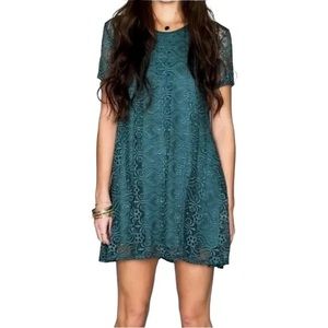 Show Me Your MuMu Dress Size Small Emerald Green Lace Babydoll Dress